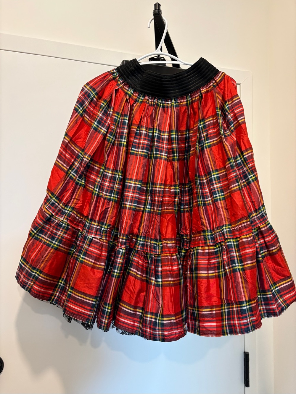 Vintage Silk Plaid Skirt